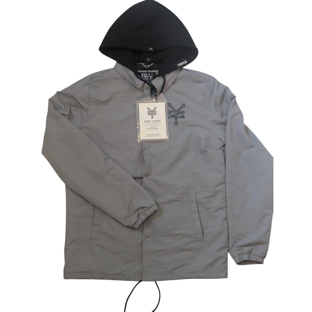 Zoo York Everybody Coaches Mens Small‎ Gray Jacket Detachable Hood
